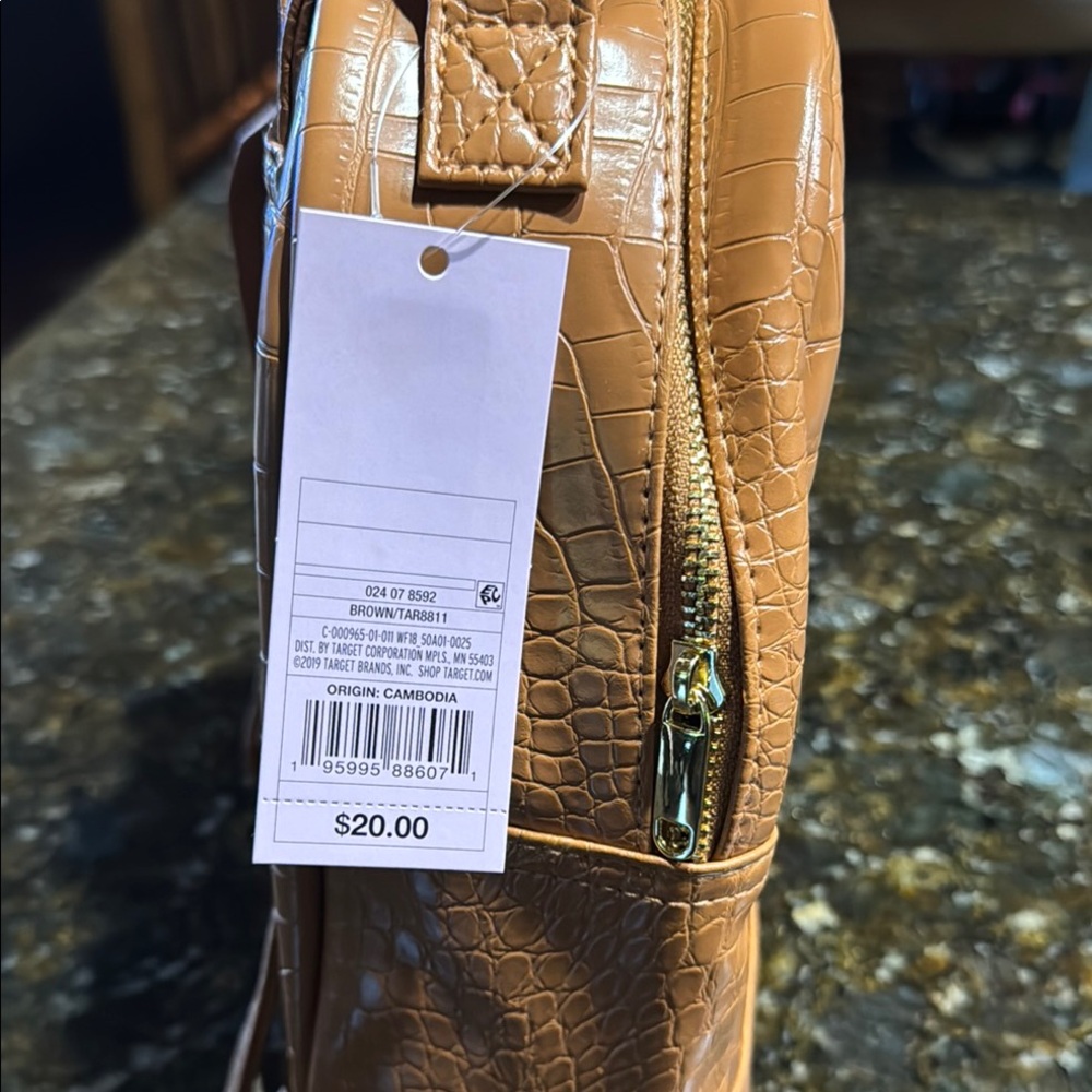 Croc-Embossed Tan Backpack - Picture 4 of 6